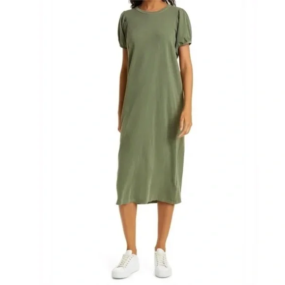 The Great Puff Sleeve Midi Dress, Dark Grey - XS - Picture 2 of 6